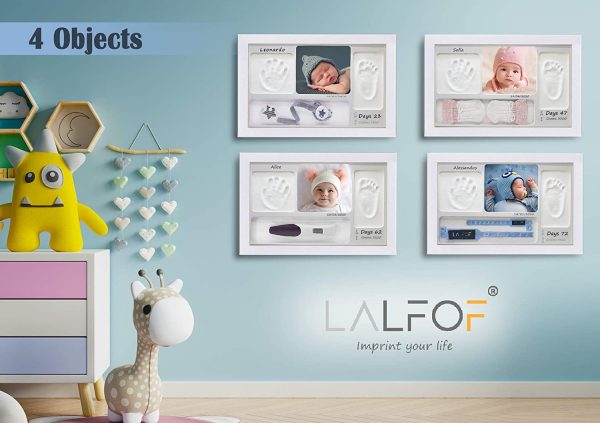 LALFOF? ITALIA Cornice Impronte Neonato 7in1 con NOME e porta BRACCIALI NASCITA.Kit porta foto impronta mani e piedi neonati PERSONALIZZABILE.Idea regalo per lista nascita beb??,battesimo bimbo bambina - immagine 5