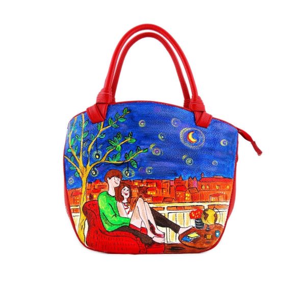 Borsa in pelle dipinta a mano ?C OMAGGIO AGLI INNAMORATI DI PUUUNG - Borse Donna, Borse a Mano, Vera Pelle, Made in Italy, in Pelle Dipinta, Borsetta e Borse a Tracolla, Lavorazione Artigianale - immagine 3