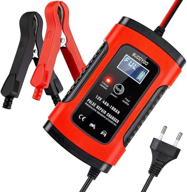 Caricabatteria Mantenitore Auto Moto, 5A 12V Car Battery Charger con Schermo LCD Multi Protezioni Intelligente Automatico Caricatore Manutentore per Auto Moto ATV, Barca, Powers Ports - immagine 4