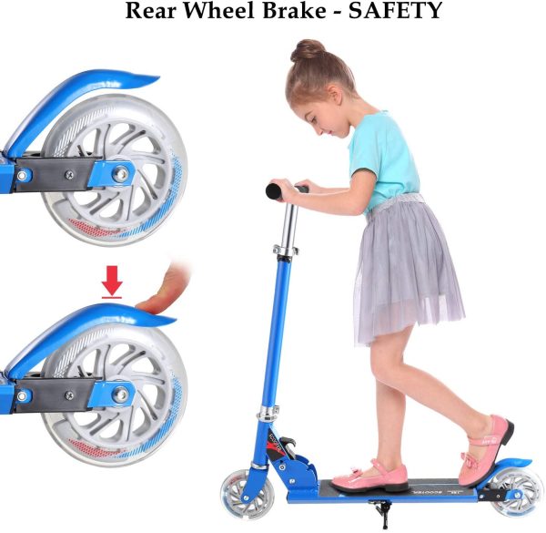 WeSkate Monopattino Pieghevole 2 Ruote per Bambini da 4 a 10 Anni Scooter Regolabile su 3 Livelli per Ragazze e Ragazzi, Carico Massimo 50 kg (Rosa, Blu) - immagine 5