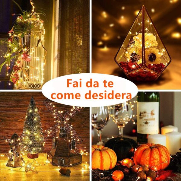 Luci LED a Batteria, 1M 20 Pezzi Micro Luci Stringa 10 LEDs Filo di Rame Impermeabile Catena Luminos Decorativa per Esterni e Interni, Feste, Matrimonio, Casa, Luce Gialla Calda - immagine 6