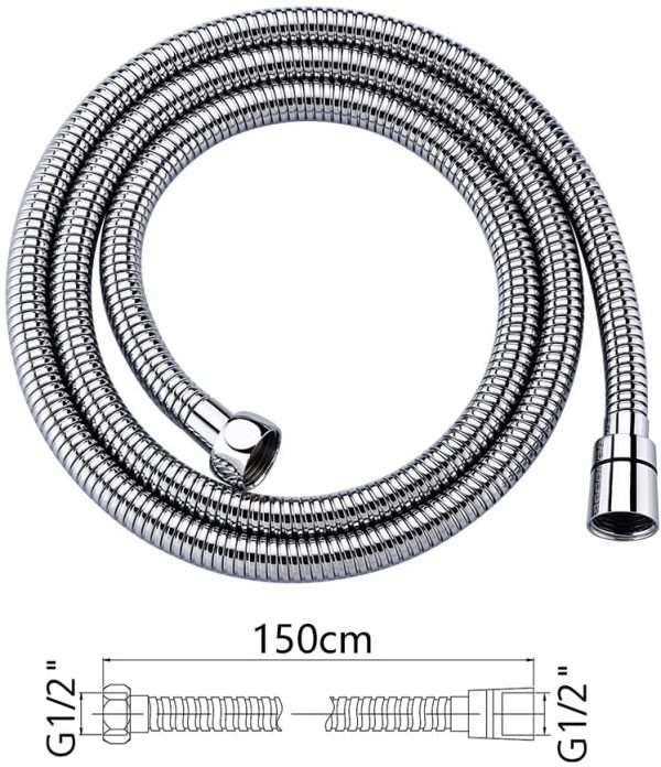 GRIFEMA, Doccetta Telefono Grande Con 5 Getti, Spruzzo Doccia Anticalcare & , Tubo Flessibile Doccia Acciaio 1.5 M, Cavo Soffione Universale - immagine 7