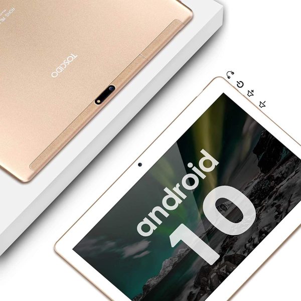 Tablet 10 Pollici -  Android 10.0 Certificato da Google GMS Tablet 4G LTE,4 GB di RAM e 64 GB, Doppia SIM,GPS,WiFi,Ttastiera Bluetooth,Mouse,Custodia per Tablet e Altro Incluso - Gold - immagine 3