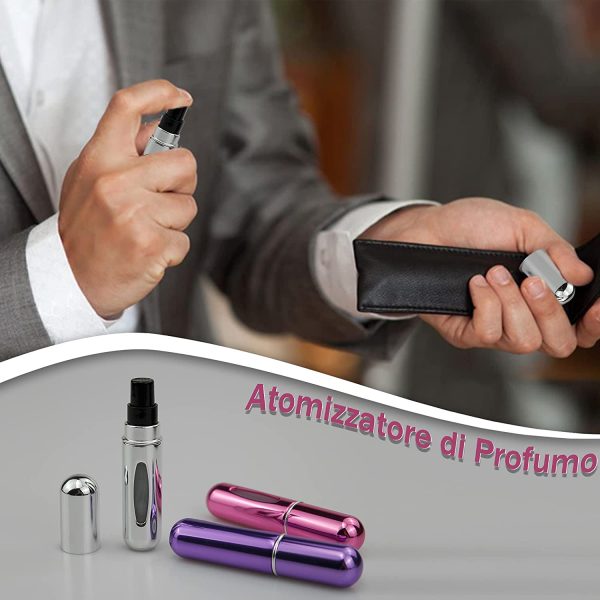 3 pezzi Atomizzatore di Profumo,Dispenser Profumo Portatile,5ml Bottiglia di Spruzzo Portatile da Viaggio,Mini Spruzzino Profumo Ricaricabile,Dispenser di Profumo Bottiglia Portatile Dell'atomizzatore - immagine 6