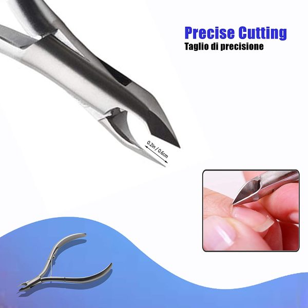 Taglia Cuticole Professionale Longivia? Tronchesino Cuticole Acciaio Inox Pedicure e Manicure con Remover Pelle Morta Piedi e Mani per Unghie Incarnite Tagliaunghie Tronchesine di Precisione - immagine 2