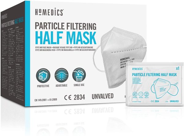 HoMedics Mascherine FFP2 Certificate CE, 20 Mascherine FFP2 Antiparticolato con 3 Strati di Protezione, Strato Esterno con Filtrazione Antibatterica, Dispositivo di Protezione Individuale - immagine 6