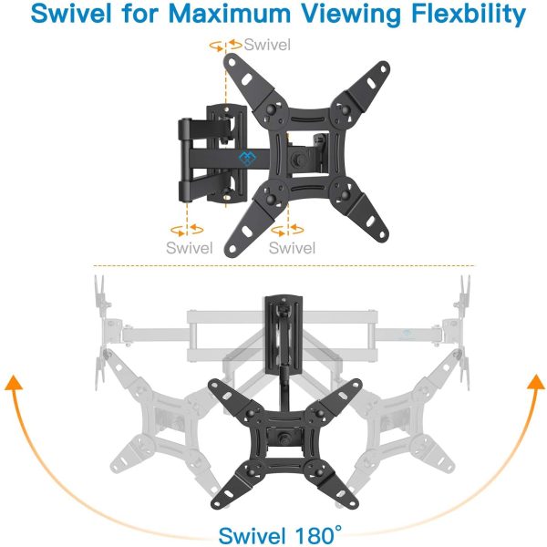 Supporto TV universale, Orientare, Inclinare, Ruotare ?C Adatto per TV LCD/LED a Schermo Piatto tra 13 e 42 pollici ?C Estendibile di 38.5cm ?C Sostiene fino a 20kg ?C Foratura VESA Massima 200X200mm - immagine 2