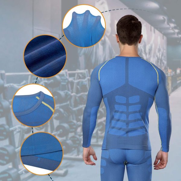 Bwiv Maglia a Compressione Uomo Manica Lunga Asciugatura Rapida Maglia da Corsa Ciclismo - immagine 7