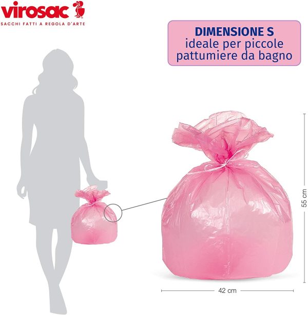 Virosac Sacco per Bagno Set Includere 60 Borse Bianche e 60 Borse Rosa, 42 cm x 55 cm Taglia