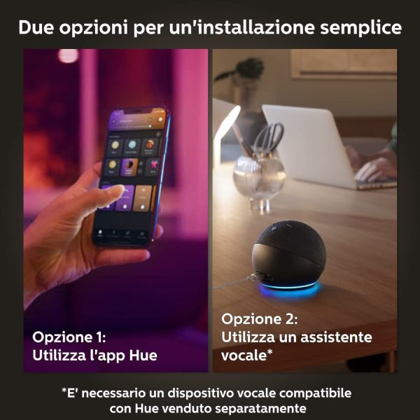 Philips Hue White&Color Ambiance Lampadina Smart Led, Bluetooth, Controllo Vocale, Dimmerabili, E27, A60, 6,5W, - immagine 8