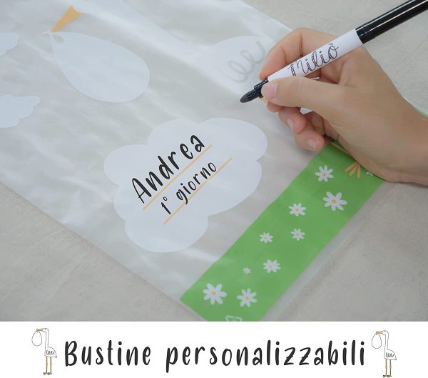 Mili?? 8 Bustine Corredino Neonato Ospedale 100% Made In Italy Sacchetti Cambio Neonato Ospedale 35x25 con Cursore Ermetico per Future Mamme Lista Nascita Beb?? Idea Regalo Neonati Maschio e Femmina