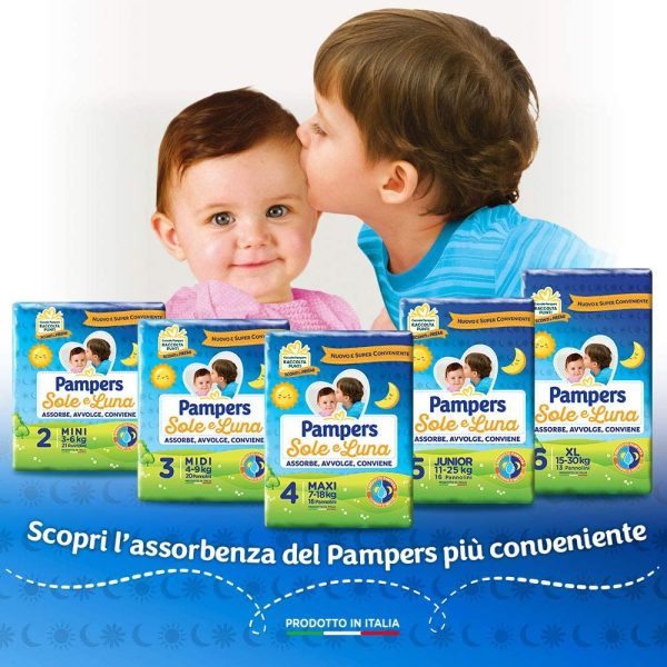 Pampers Sole e Luna Mini, 126 Pannolini, Taglia 2 (3-6 kg) - immagine 4