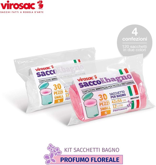 Virosac Sacco per Bagno Set Includere 60 Borse Bianche e 60 Borse Rosa, 42 cm x 55 cm Taglia - immagine 2