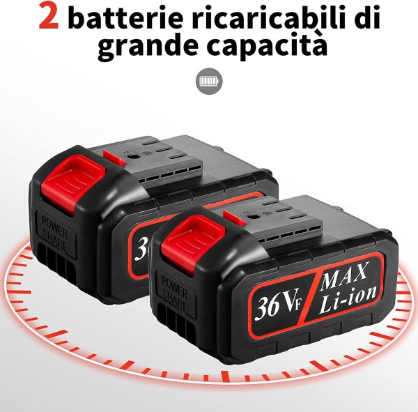 Mini Motosega a Batteria, 6 Pollici Portatile Motosega Elettrica con 2 Batteria da 36VF, Motosega a mano per il Giardinaggio Potatura Albero Taglio del Legno (6 Pollici) - immagine 4