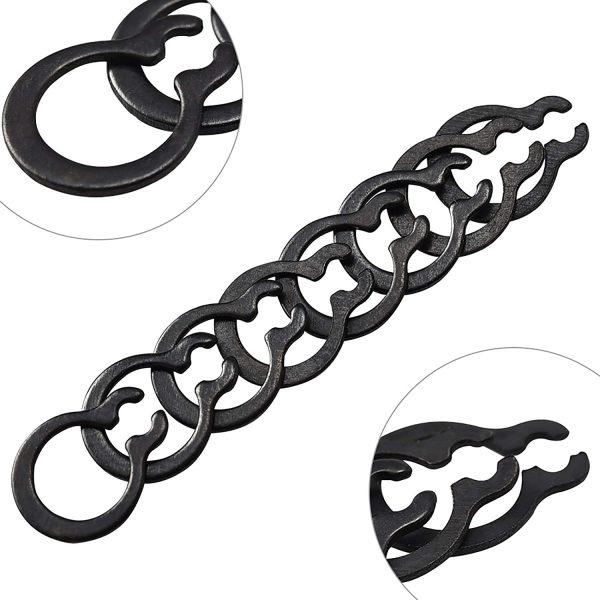 Anelli elastici E-Clip, 175 pezzi, 15 taglie da 4,5 a 23 mm, acciaio al carbonio nero - immagine 6