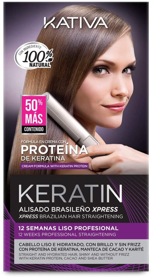 Kativa - Keratin Alisado Brasile?o, Kit Stiratura Brasiliana - Trattamento Professionale Lisciante Anti Crespo alla Cheratina, Senza Formaldeide e Solfati - con Shampoo, Balsamo e Maschera Trattamento - immagine 5