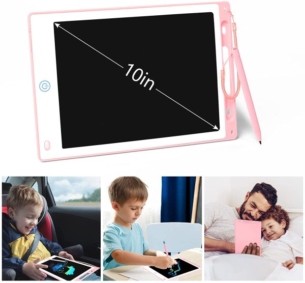 Vicloon Tavoletta Grafica LCD Scrittura, 10 Pollici Colorato Ewriter Writing Tablet Riutilizzabile, Lavagna da Disegno Digitale Portatile, Adatto a bambini e adulti, Della Casa Scuola Ufficio (Rosa) - immagine 3