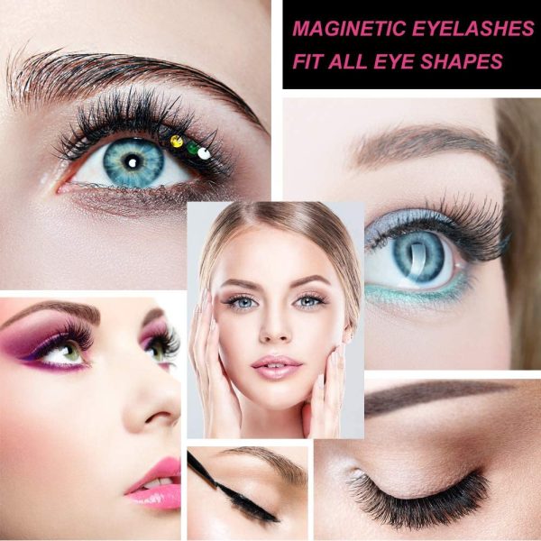 URAQT Ciglia Finte Magnetiche e Eyeliner Magnetico Kit, 5 Paia Ciglia Magnetiche Impermeabile Naturali, Set di Ciglia Finte Riutilizzabili di Effetto 3D - immagine 9