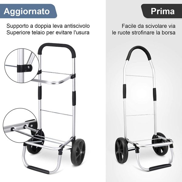 MFAVOUR Carrello per la Spesa Portaspesa con Borsa Carrello Pieghevole Carrello Spesa con Borsa Portabile Carrello Spesa Impermeabile Grande Capacit?? di 45L Portata 30kg Blu - immagine 4