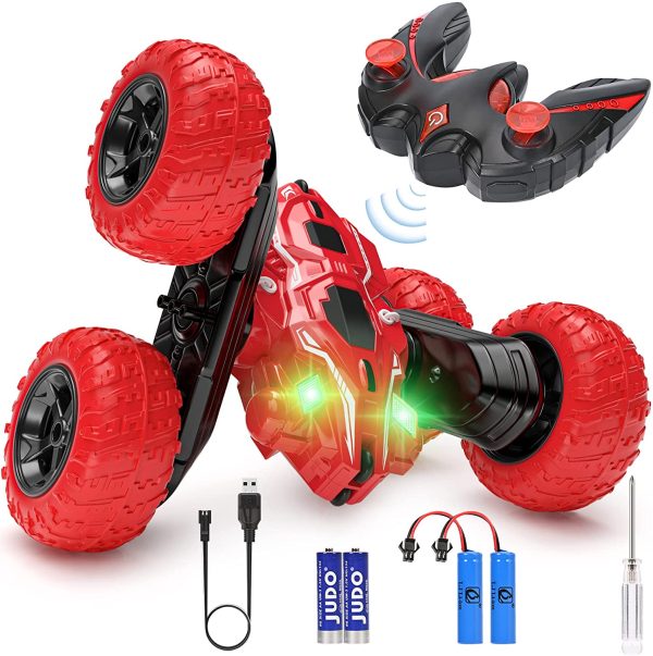 Macchina Telecomandata, 4WD Auto Telecomandata con Batteria Ricaricabile, 2.4GHz Macchina Acrobatica Rotazione di 360??con Luce LED Macchina Radiocomandata per Bambini (rossa2) - immagine 5