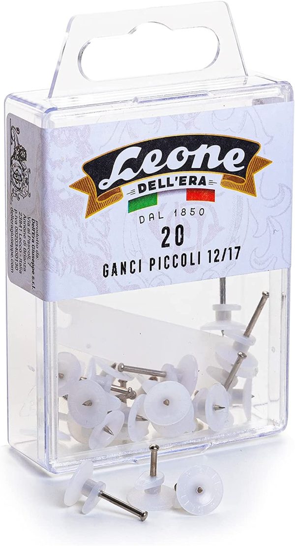 Leone Dell'Era 20 Ganci Piccoli Per Appendere Quadri Con Spilli In Acciaio Temprato Scatola Appendibile Made In Italy & 4 Ganci A Tre Punte Per Appendere Quadri Scatola Appendibile Made In Italy - immagine 2