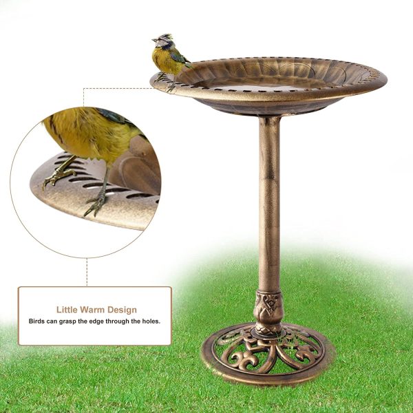 JAOUI Abbeveratoio per Uccelli in Piedi Mangiatoia per Uccelli Abbeveratoio per Uccelli da Giardino Bagno Uccelli Beverini per Uccelli Vasca per Uccelli in Plastica Bird Bath Garden - Rame - immagine 3