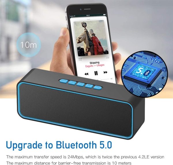 Altoparlante Bluetooth, Casse Portatili Bluetooth 5.0 con Bassi Stereo 3D Hi-Fi Mani Libere, Batteria Integrata da 1500 mAh, 12 Ore Playtime, Supporto TF Carda e 3.5mm Audio (Blu)