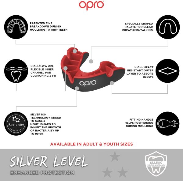 Opro Adult UFC Mouthguards (Adulto) per MMA, Boxe, Karate, BJJ e Altri Sport di Combattimento - Garanzia Dentale estesa di 18 Mesi - immagine 3