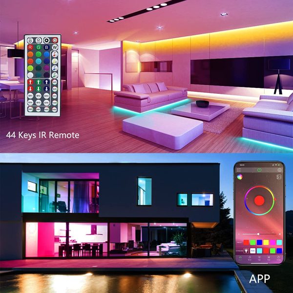 Striscia LED 10M,  Luci Led Colorati con Controllo APP, RGB Led Strisce con 44 Tasti Telecomando IR, Nastri LED Funzione Musicale, Strip Led da Casa/Cucina/Soffitto/Festa/TV/Decorazione/Bar - immagine 2