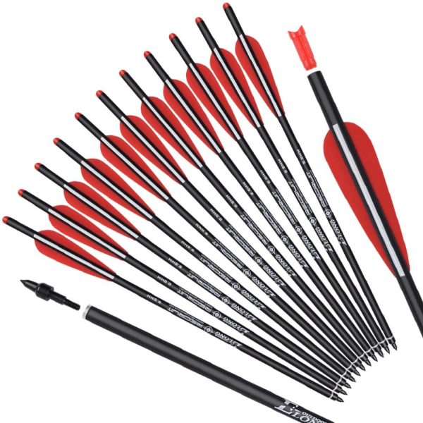 TY Archery 12 x viti per braccio in carbonio, 16, 18, 20, 22 pollici