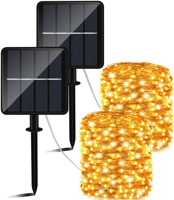 Catena Luminosa Esterno Solare,50m 460 LED Luci Solari Esterno (Grande pannello solare)8 Modalit?? Impermeabili lucine da Esterni Energia Solare Decorative per Giardino Natale Pati Natalizie Festa - immagine 4