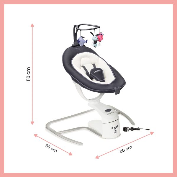 Babymoov Swoon Motion Tre In Uno Altalena Dondolo Elettrico, Bianco Grigio - immagine 2