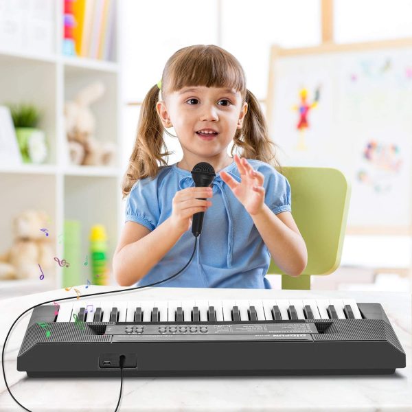 Shayson Tastiera di Pianoforte per Bambini 37 Tasti Tastiera Elettronica Musicale con Microfono Giocattoli Musicali Educativi Regali per 3-8 Anni Ragazze Ragazzi Principianti