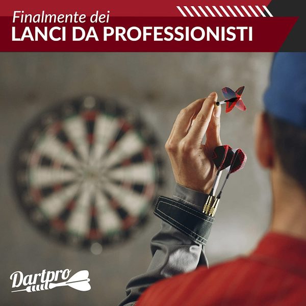 DartPro Freccette punta in plastica - 12 Freccette per bersaglio elettronico [18g] - Freccette professionali [incl. 6 asin alluminio + 21 Dart Flight] - Darts