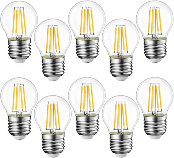 Filamento LED E27, 4W Equivalenti a 40W, 400Lm, 3000K Luce Calda,G45 Stile Vintage, Non Dimmerabile, Confezione da 10 Pezzi - immagine 5