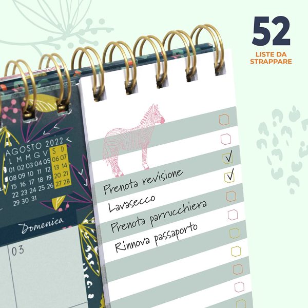 Calendario da tavolo 2022 Italiano Everyday . Calendario 2022 da tavolo con liste delle cose da fare. Calendario da scrivania 2022 da Gennaio a Dicembre 2022. - immagine 4