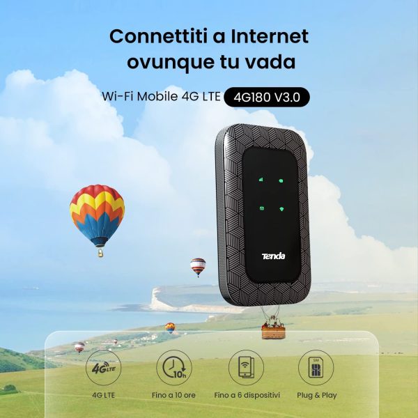 4G180 V3.0 Hotspot Mobile Router Portatile, Saponetta Wifi 4G LTE Cat4 150Mbps, Batteria 2100 MAh, Supporta l'alimentazione della porta USB, Nessuna Configurazione Richiesta - immagine 4