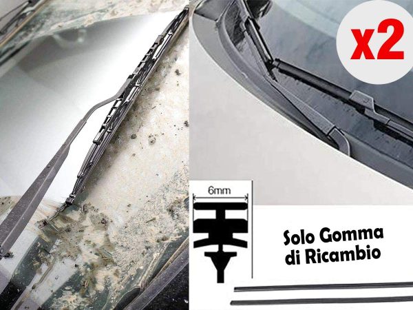 S02896 Coppia Gommini Refil Flat 28'' 700mm Ricambio Univesale Per Spazzole Tergicristallo In Ferro - immagine 4