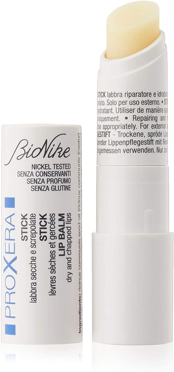 Bionike Proxera - Stick Riparatore per Labbra Secche, Xerotiche e Screpolate con Burro di Karit?? e Olio di Jojoba, Ripara e Idrata Senza Ungere, 4,5 ml