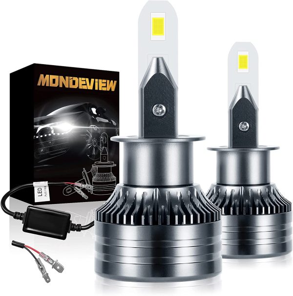 MONDEVIEW Coppia Lampada LED H1 6000K 60W 16000LM Lampadina H1 Fari LED per Auto e Moto Luminosit?? Estremamente Elevata CREE LED Chip 360?? Abbaglianti Fari Fendinebbia Bi-xeno IP68 5 Anni di Garanzia - immagine 8