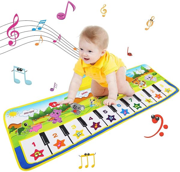 NEWSTYLE Tappeto Musicale Bambini,Tappetino per Pianoforte con8 Suoni Strumenti,Tappeto Danza Musicale Tocco Mat Educativo Giocattolo per Bambini 1 2 3 4 5 Anni (100 x 36cm)