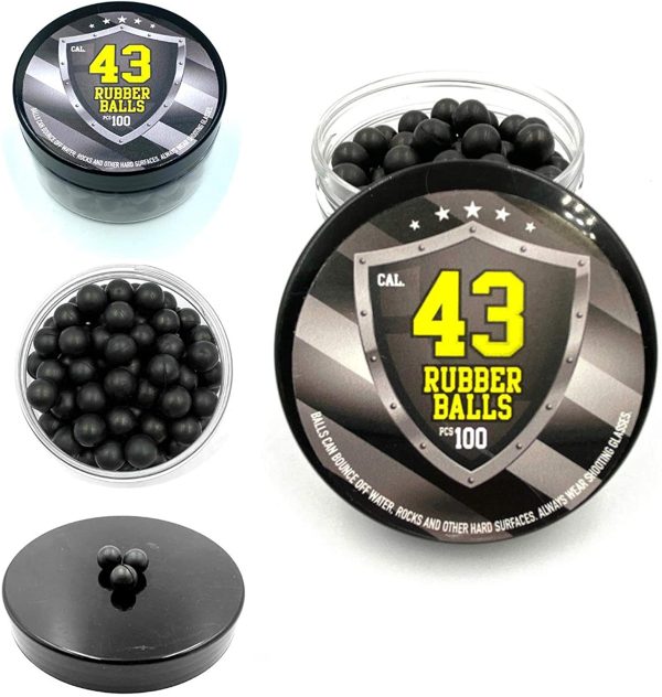 SSR 100 x Hard Rubber Balls Paintballs Reballs Powerballs 43 Cal. T4E RAM Gomma Palline M2 Calibro - immagine 4