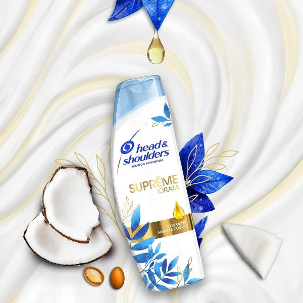 Head & Shoulders Shampoo Antiforfora Suprême Idrata con Olio di Argan e Olio di Cocco Shampoo e Balsamo Set, Capelli Secchi, Confezione da 3 x 225ml Shampoo + 2 x 225ml Balsamo, Idea Regalo Donna - immagine 4