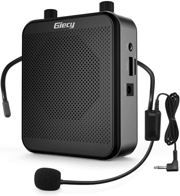 Giecy Amplificatore vocale portatile con microfono cuffia 30W Batteria ricaricabile 2800mah Sistema PA amplificatore vocale mini per insegnanti, guida turistica, allenatori, presentatori - immagine 4