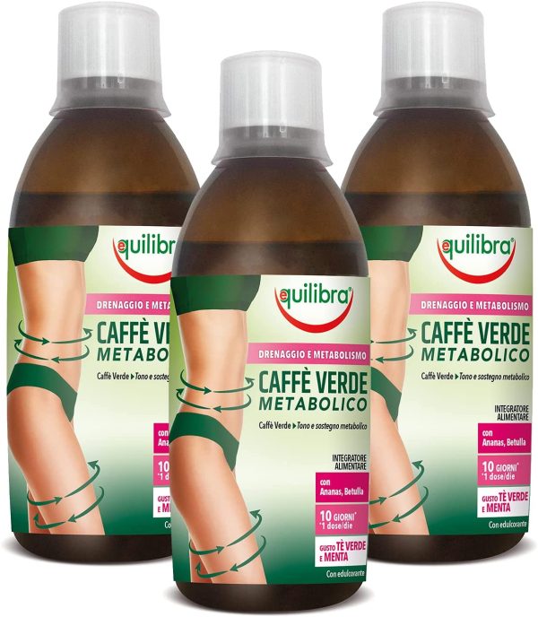 Equilibra Integratori Alimentari, Caff?? Verde Metabolico, Integratore per l'Equilibrio del Peso Corporeo, con T?? Verde, Ananas, Betulla, Tarassaco e Caff?? Verde, 3 Bottiglie da 500 ml - immagine 2