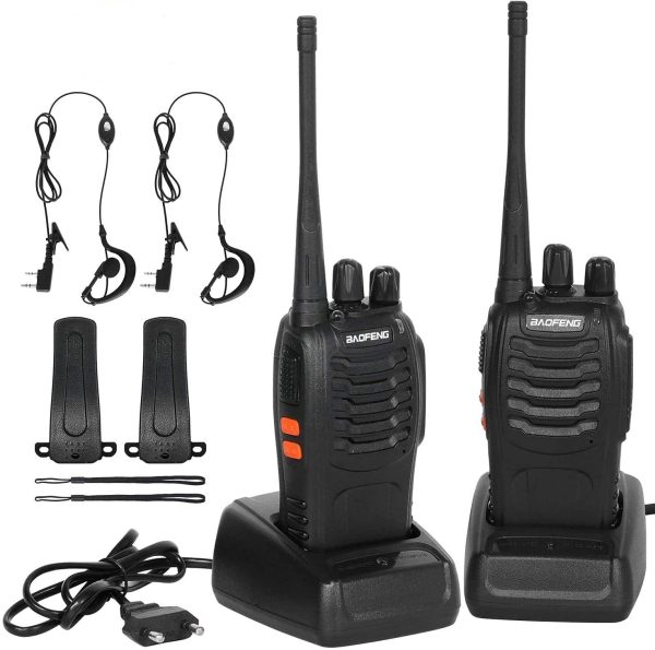 Walkie-Talkie Ricaricabile Lunga Distanza 16Canali VOX CTCSS/DCS Radio FM Ricetrasmettitore Portatile Walkie Talkie Professionali con Auricolare(2pz) - immagine 6