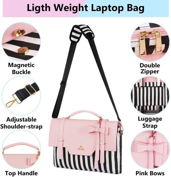 Borsa Porta PC Donna, Borsa Lavoro Cartella Borse per 15.6 Pollici Computer PC Portatile, Grande Borsa Messenger Portadocumenti Borsa Tracolla Ventiquattrore per Ufficio Universit?? Scuola, Rosa - immagine 3