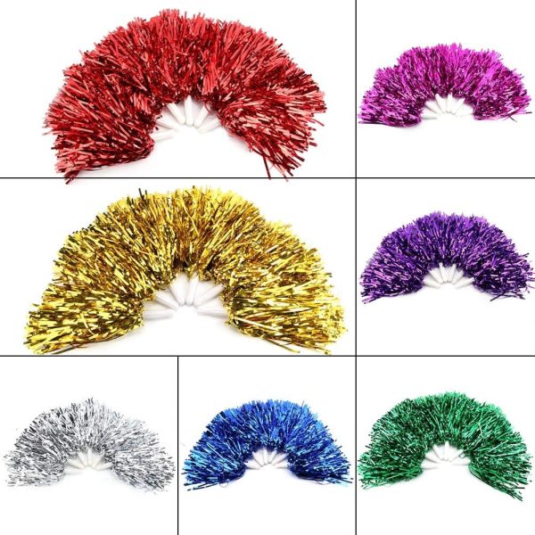 Tbest, pompon per cheerleading, 6/12 pezzi, per cheerleader, a forma di fiore appeso, con pellicola metallica, per gruppo, esultanza, sport, party, ballo, accessorio utile - immagine 4