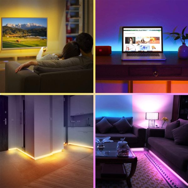 USB Striscia LED, Retroilluminazione LED TV 2.2M con 16 Colori e 4 Modalit??, Striscia LED RGB USB alimentata con Telecomando adatto a HDTV da 40-60 Pollici, PC Monitor, Decorativa ecc. - immagine 5