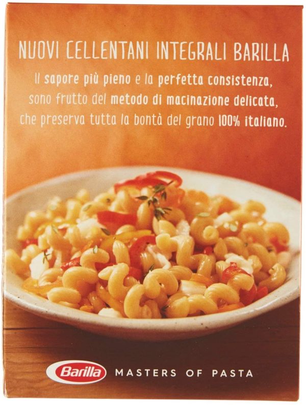 Barilla Pasta Cellentani Integrali con Semola Integrale di Grano Duro 100% Italiano, Pasta Corta Fonte di Fibre, Ideali con Sughi di Verdure o Carne, 500 g